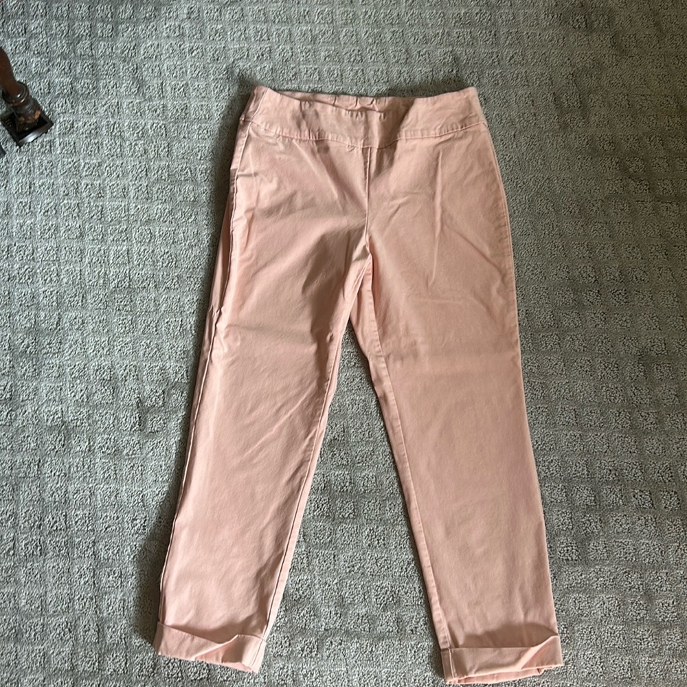 Peach Tribal stretch cuffed pants 23” inseam with 2 back pockets size 8